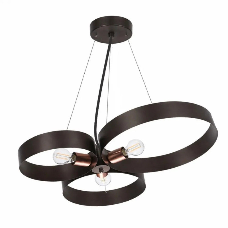 NG Lighting Κρεμαστό Φωτιστικό Οροφής Χειροποίητο Μεταλλικό Καφέ/Σκουριά Τρίφωτο Ε27 65x70cm 2026120